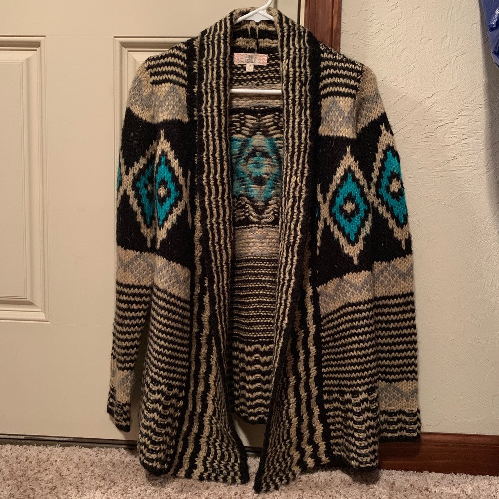 Wool Aztec Print Cardigan
